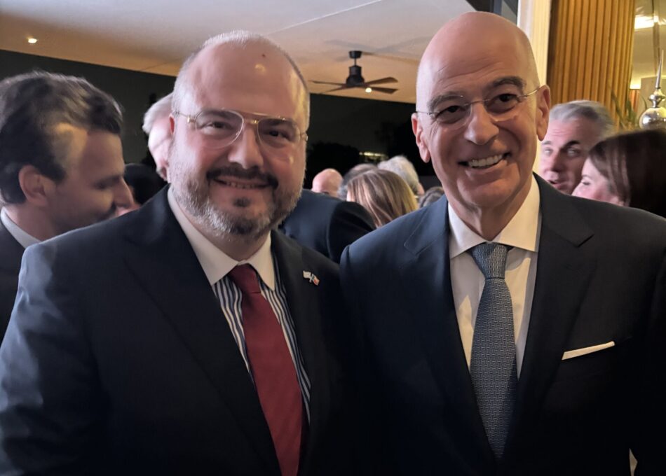 With H.E. the Minister of National Defence of the Hellenic Republic, Mr. Nikolaos Dendias, at the 54th National Day reception of the UAE in Athens